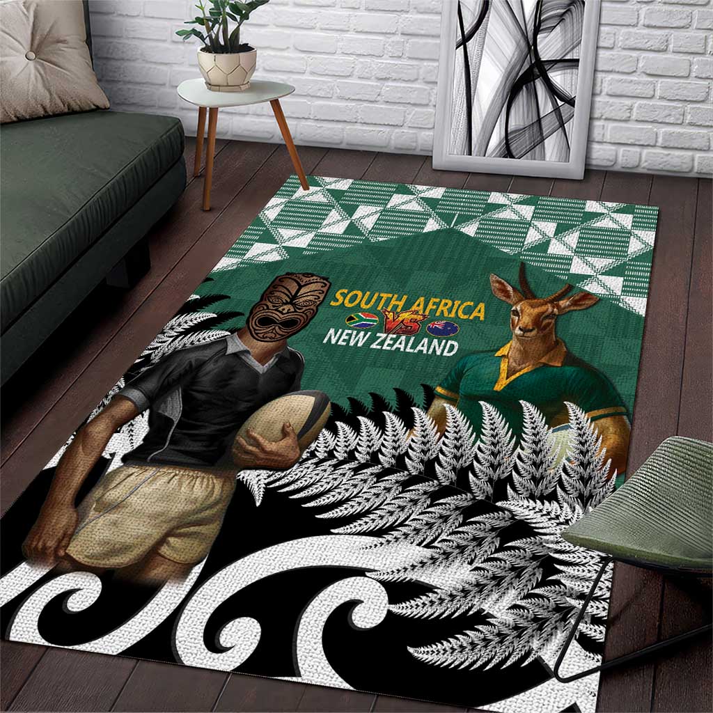 New Zealand South Africa Rugby Area Rug Springboks Kente All Black Maori Together - Polynesian Pride