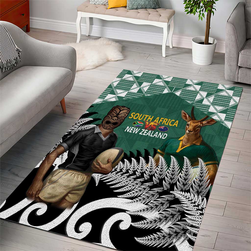 New Zealand South Africa Rugby Area Rug Springboks Kente All Black Maori Together - Polynesian Pride