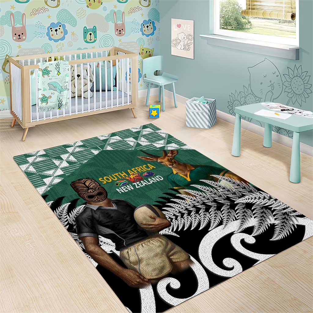 New Zealand South Africa Rugby Area Rug Springboks Kente All Black Maori Together - Polynesian Pride