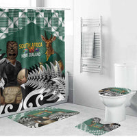 New Zealand South Africa Rugby Bathroom Set Springboks Kente All Black Maori Together - Polynesian Pride