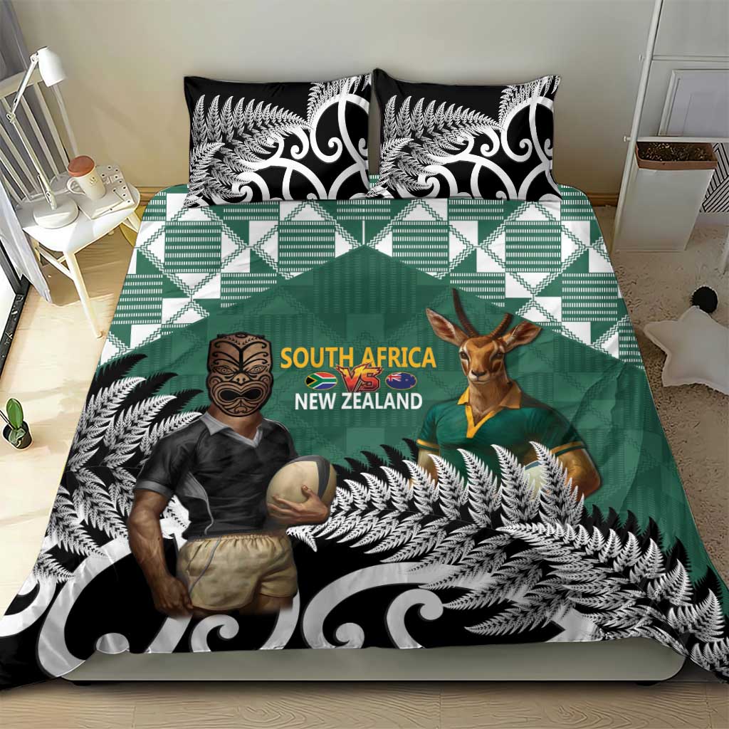 New Zealand South Africa Rugby Bedding Set Springboks Kente All Black Maori Together - Polynesian Pride
