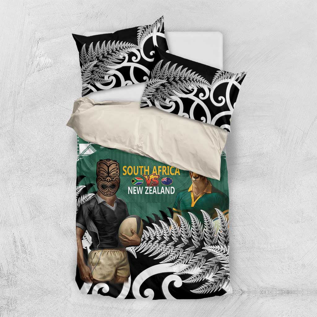 New Zealand South Africa Rugby Bedding Set Springboks Kente All Black Maori Together - Polynesian Pride