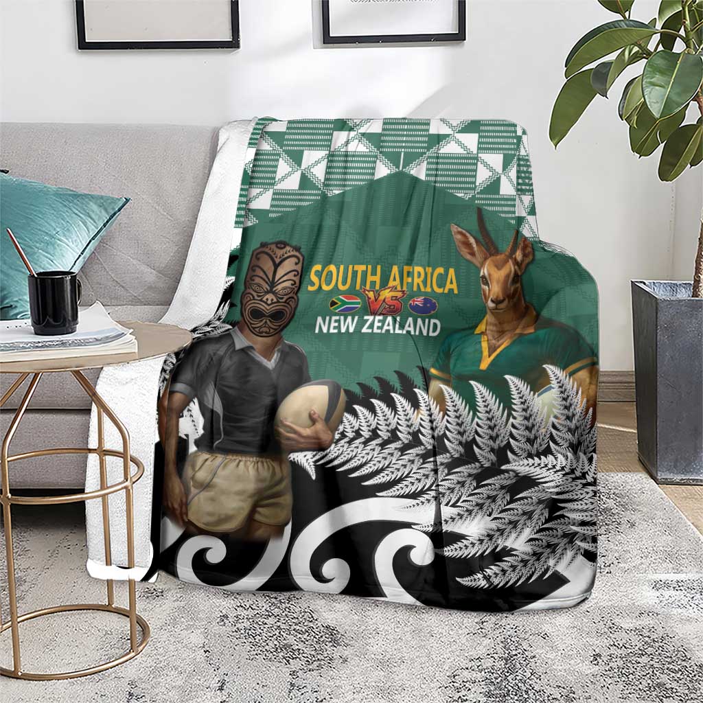 New Zealand South Africa Rugby Blanket Springboks Kente All Black Maori Together - Polynesian Pride