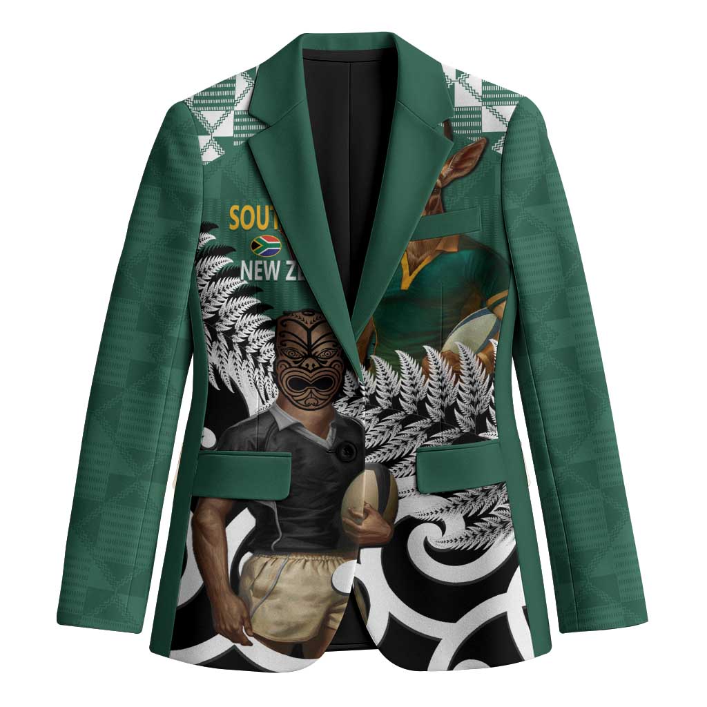 New Zealand South Africa Rugby Custom Blazer Springboks Kente All Black Maori Together - Polynesian Pride