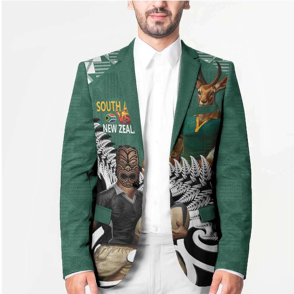 New Zealand South Africa Rugby Custom Blazer Springboks Kente All Black Maori Together - Polynesian Pride