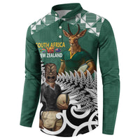 New Zealand South Africa Rugby Custom Button Sweatshirt Springboks Kente All Black Maori Together - Polynesian Pride