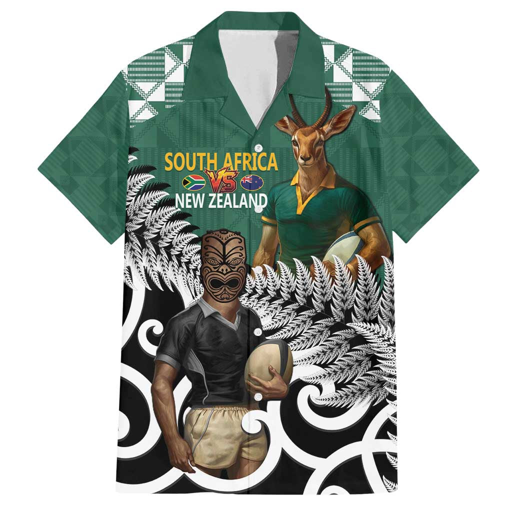 New Zealand South Africa Rugby Custom Family Matching Tank Maxi Dress and Hawaiian Shirt Springboks Kente All Black Maori Together - Polynesian Pride