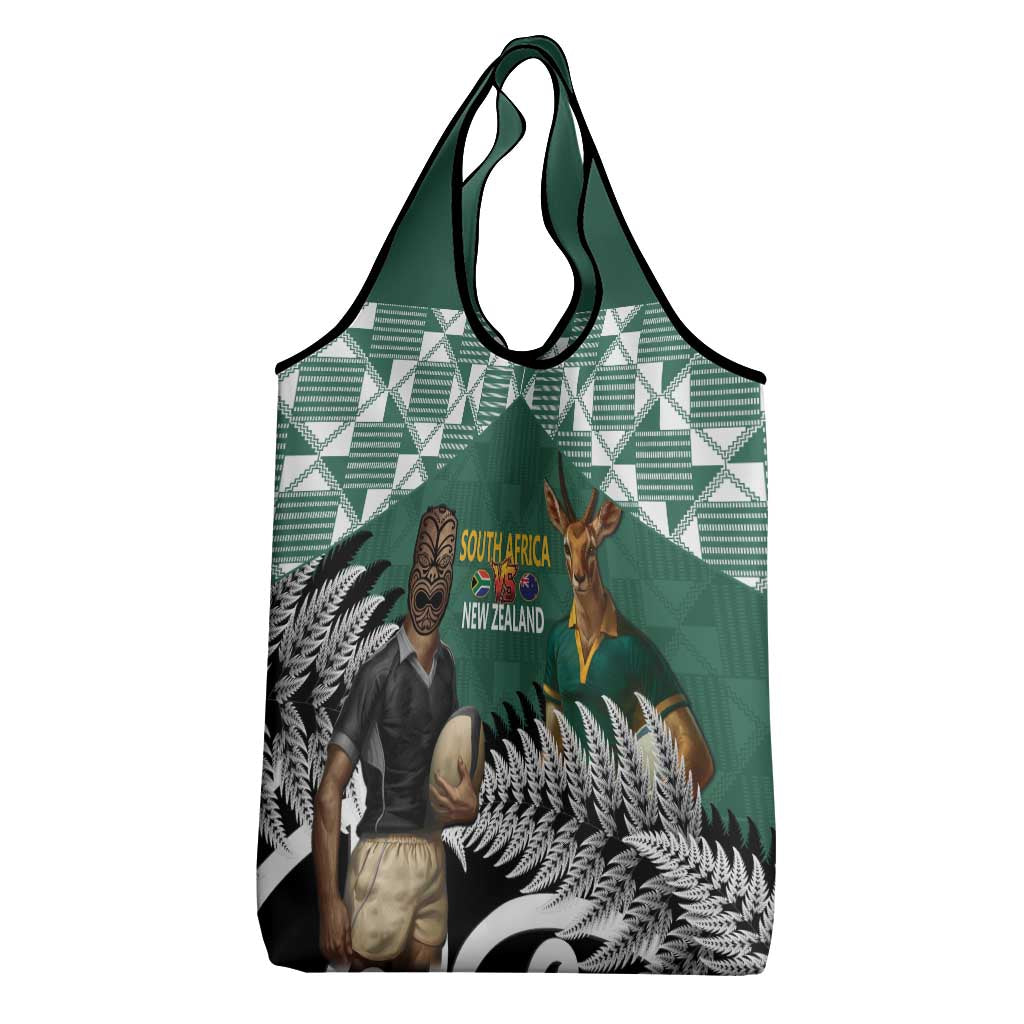 New Zealand South Africa Rugby Grocery Bag Springboks Kente All Black Maori Together - Polynesian Pride