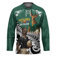 New Zealand South Africa Rugby Custom Hockey Jersey Springboks Kente All Black Maori Together - Polynesian Pride