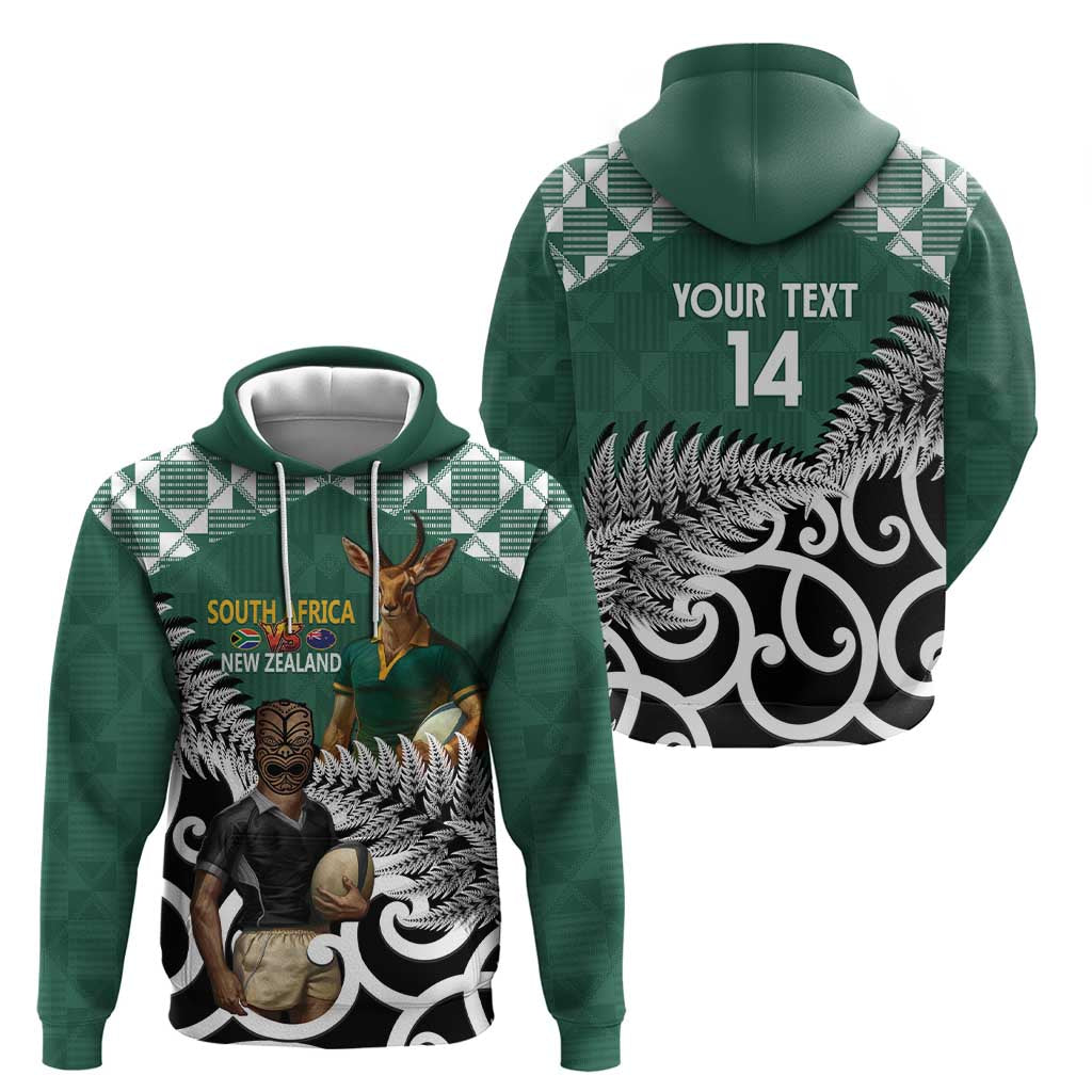 New Zealand South Africa Rugby Custom Hoodie Springboks Kente All Black Maori Together - Polynesian Pride