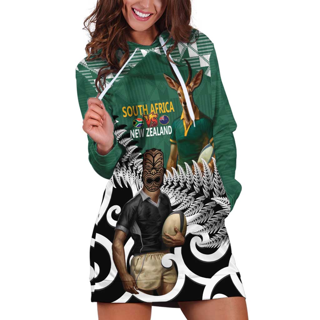 New Zealand South Africa Rugby Custom Hoodie Dress Springboks Kente All Black Maori Together - Polynesian Pride
