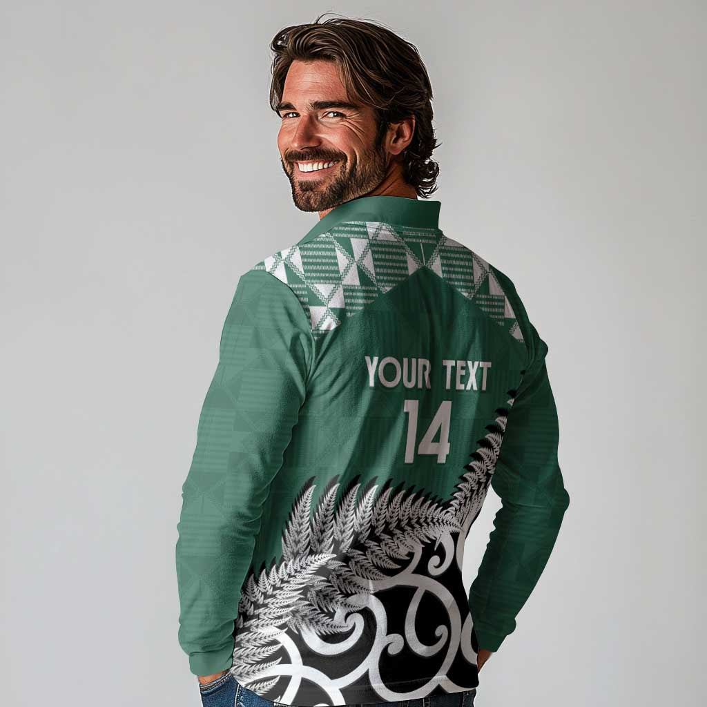 New Zealand South Africa Rugby Custom Long Sleeve Polo Shirt Springboks Kente All Black Maori Together - Polynesian Pride