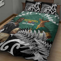 New Zealand South Africa Rugby Quilt Bed Set Springboks Kente All Black Maori Together - Polynesian Pride