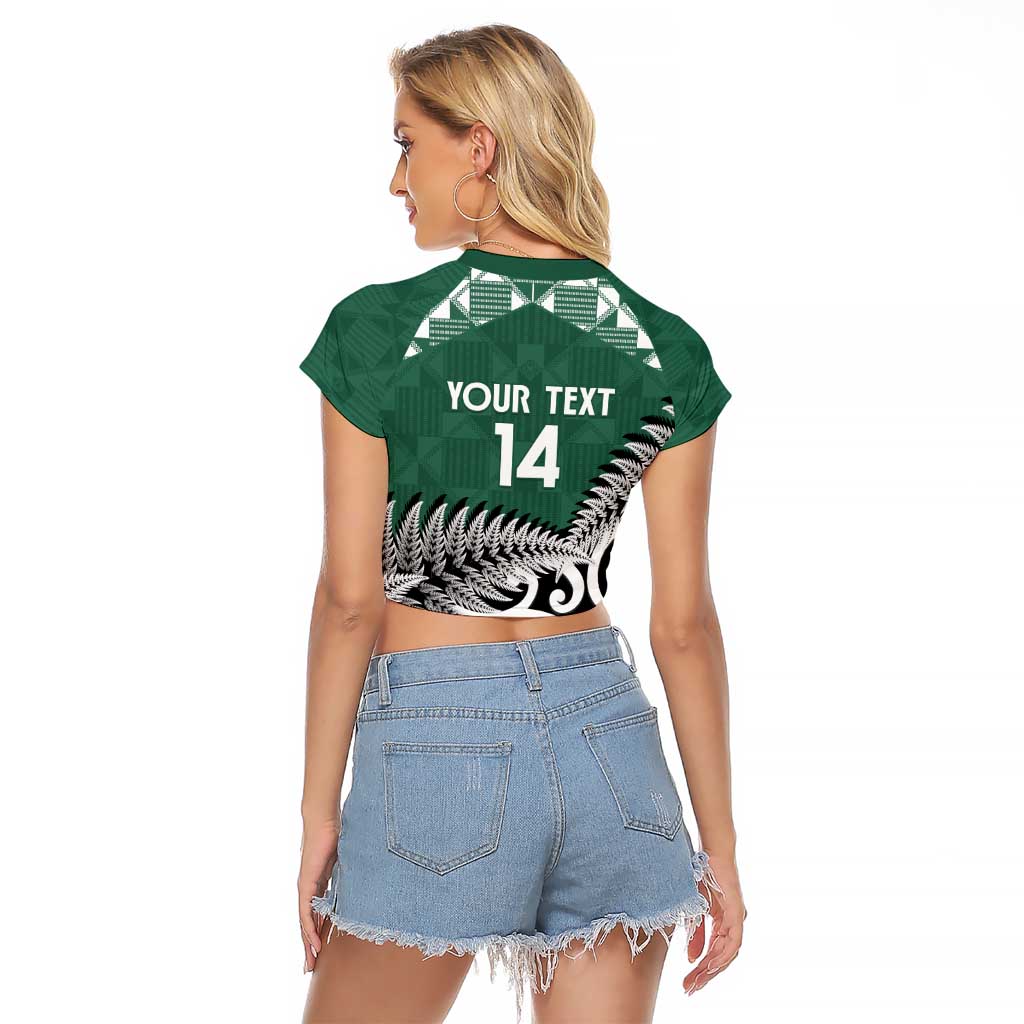 New Zealand South Africa Rugby Custom Raglan Cropped T Shirt Springboks Kente All Black Maori Together - Polynesian Pride