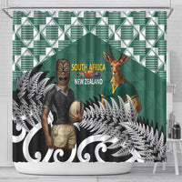 New Zealand South Africa Rugby Shower Curtain Springboks Kente All Black Maori Together - Polynesian Pride