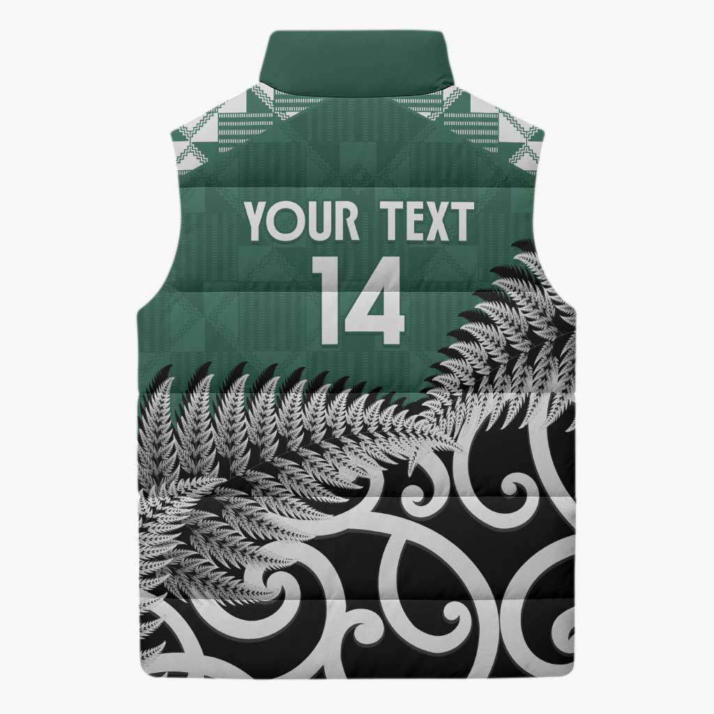 New Zealand South Africa Rugby Custom Sleeveless Puffer Jacket Springboks Kente All Black Maori Together - Polynesian Pride