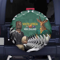 New Zealand South Africa Rugby Spare Tire Cover Springboks Kente All Black Maori Together - Polynesian Pride