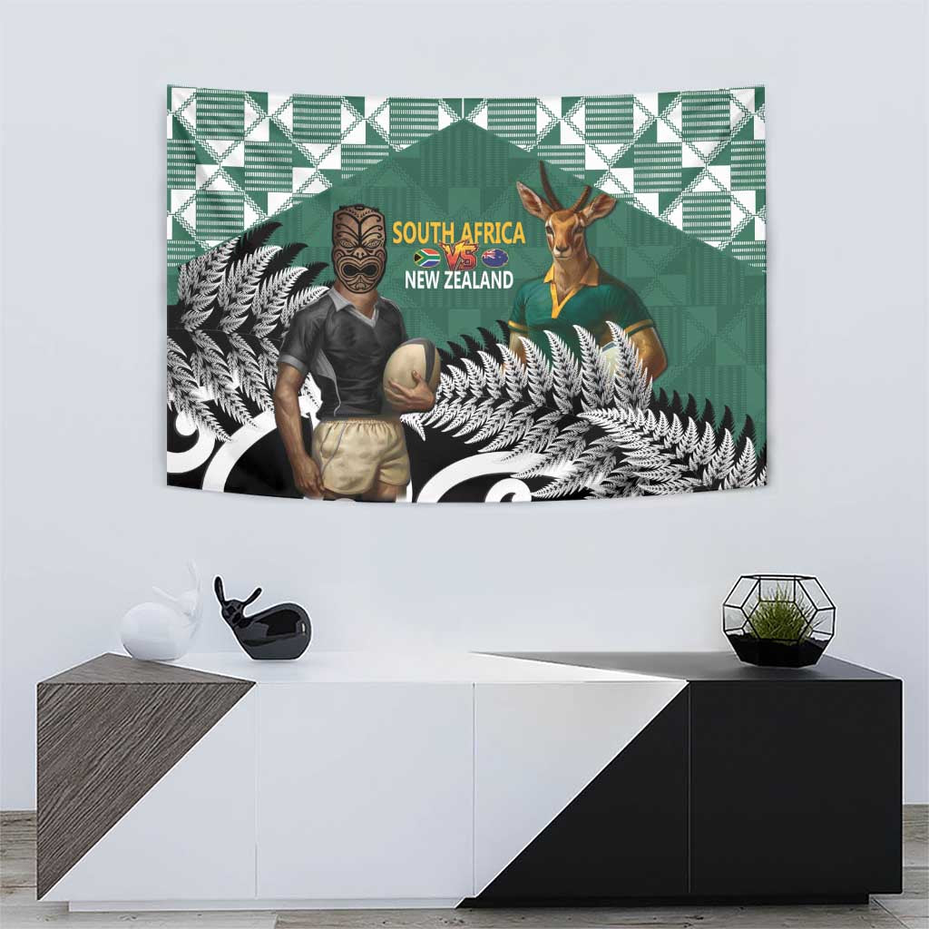 New Zealand South Africa Rugby Tapestry Springboks Kente All Black Maori Together - Polynesian Pride