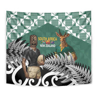 New Zealand South Africa Rugby Tapestry Springboks Kente All Black Maori Together - Polynesian Pride