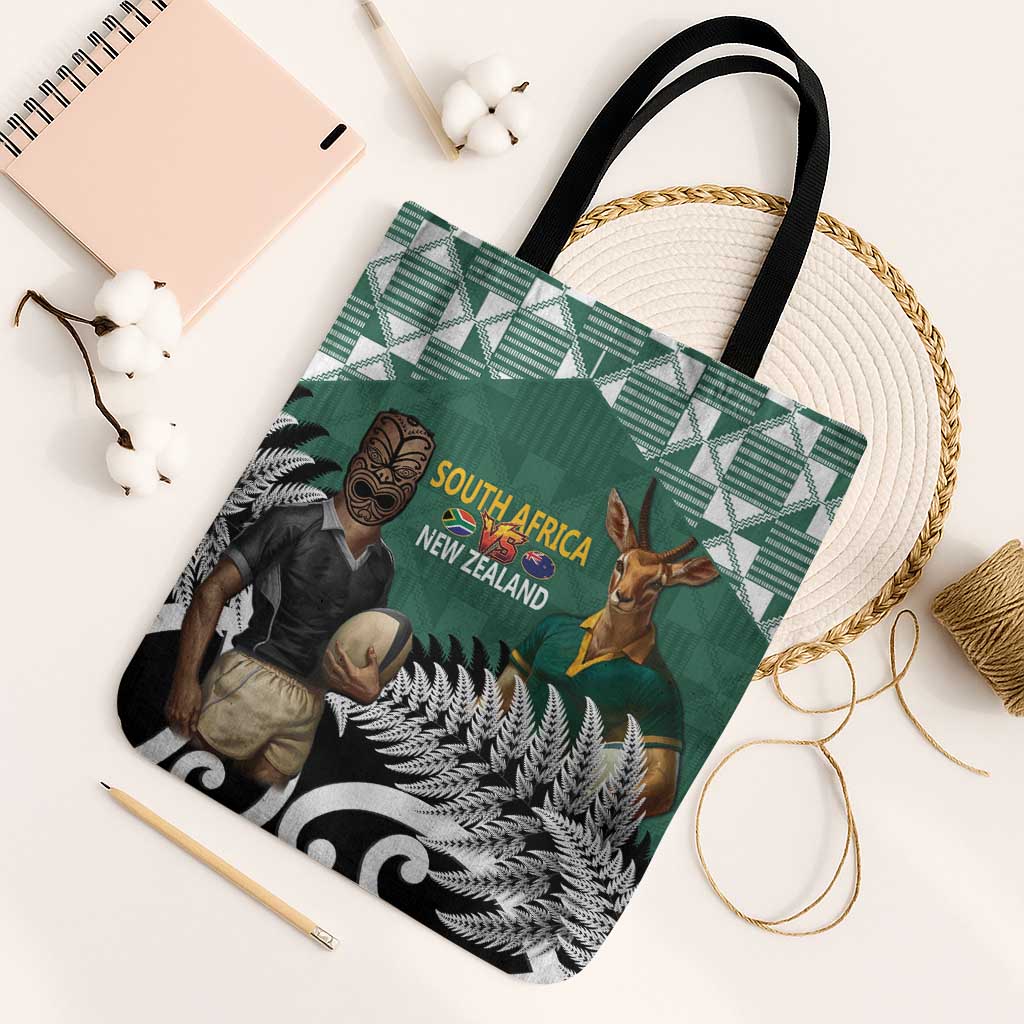 New Zealand South Africa Rugby Tote Bag Springboks Kente All Black Maori Together - Polynesian Pride