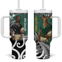 New Zealand South Africa Rugby Tumbler With Handle Springboks Kente All Black Maori Together - Polynesian Pride