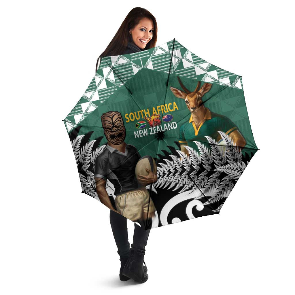New Zealand South Africa Rugby Umbrella Springboks Kente All Black Maori Together - Polynesian Pride