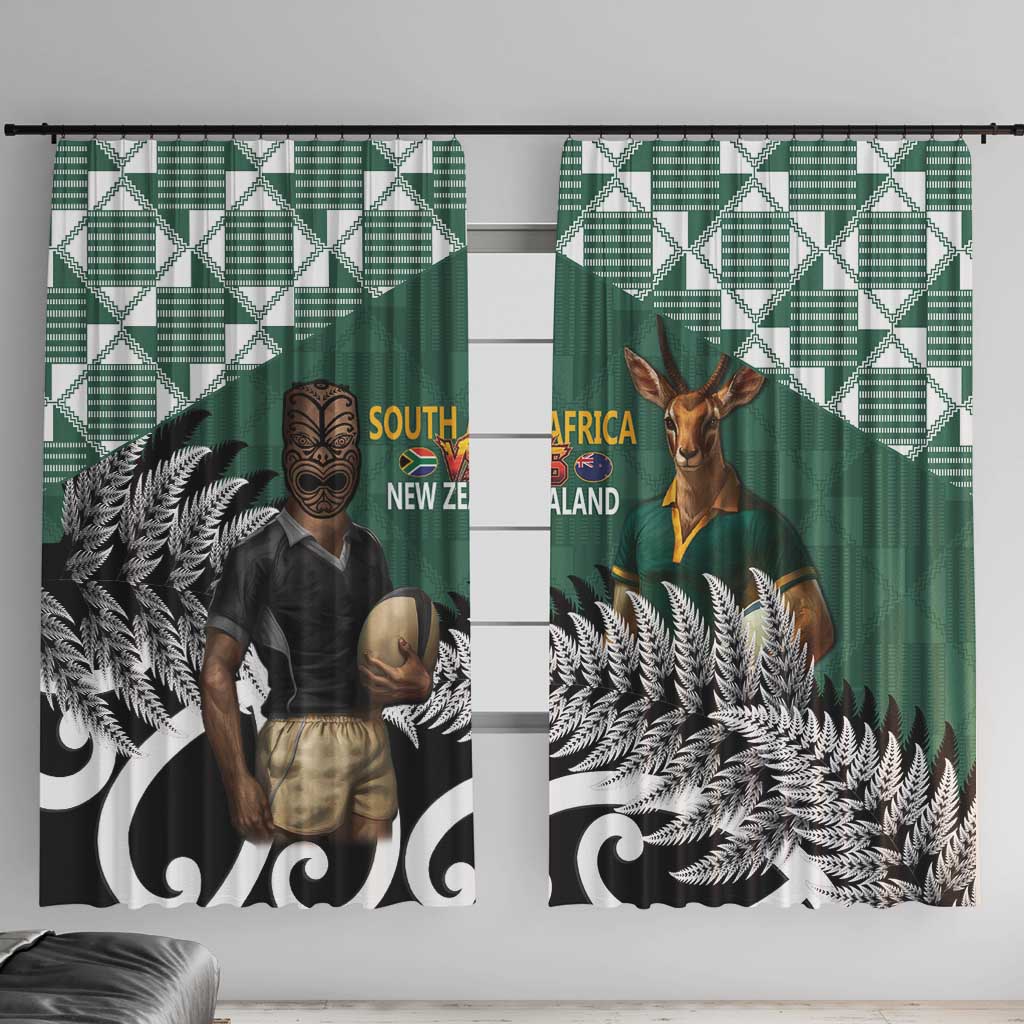 New Zealand South Africa Rugby Window Curtain Springboks Kente All Black Maori Together - Polynesian Pride