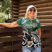 New Zealand South Africa Rugby Custom Women Polo Shirt Springboks Kente All Black Maori Together - Polynesian Pride