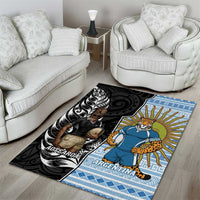 New Zealand Argentina Rugby Area Rug 2025 Los Pumas All Black Together - Polynesian Pride
