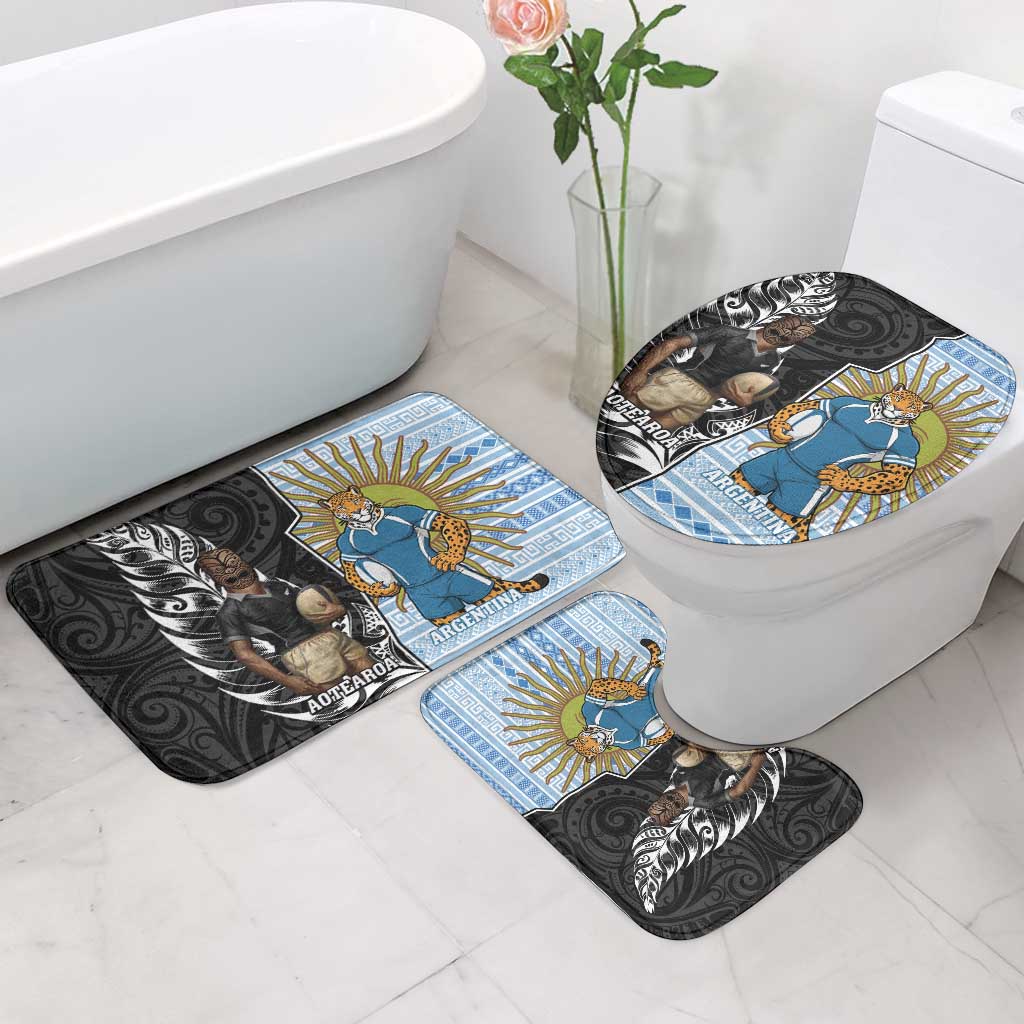New Zealand Argentina Rugby Bathroom Set 2025 Los Pumas All Black Together - Polynesian Pride