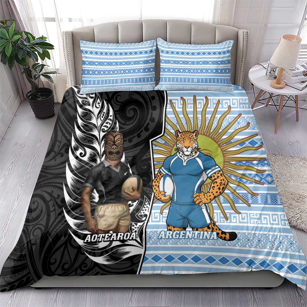 New Zealand Argentina Rugby Bedding Set 2025 Los Pumas All Black Together - Polynesian Pride