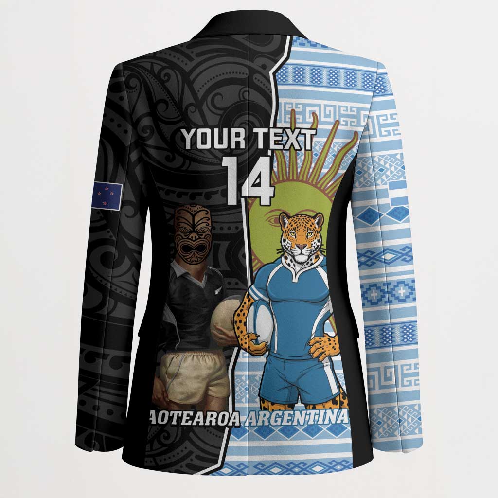 New Zealand Argentina Rugby Custom Blazer 2025 Los Pumas All Black Together - Polynesian Pride