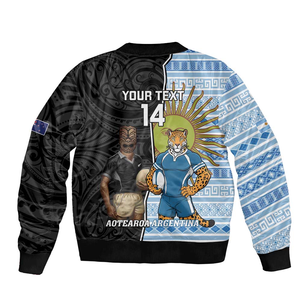 New Zealand Argentina Rugby Custom Bomber Jacket 2025 Los Pumas All Black Together - Polynesian Pride