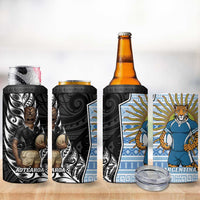 New Zealand Argentina Rugby 4 in 1 Can Cooler Tumbler 2025 Los Pumas All Black Together - Polynesian Pride