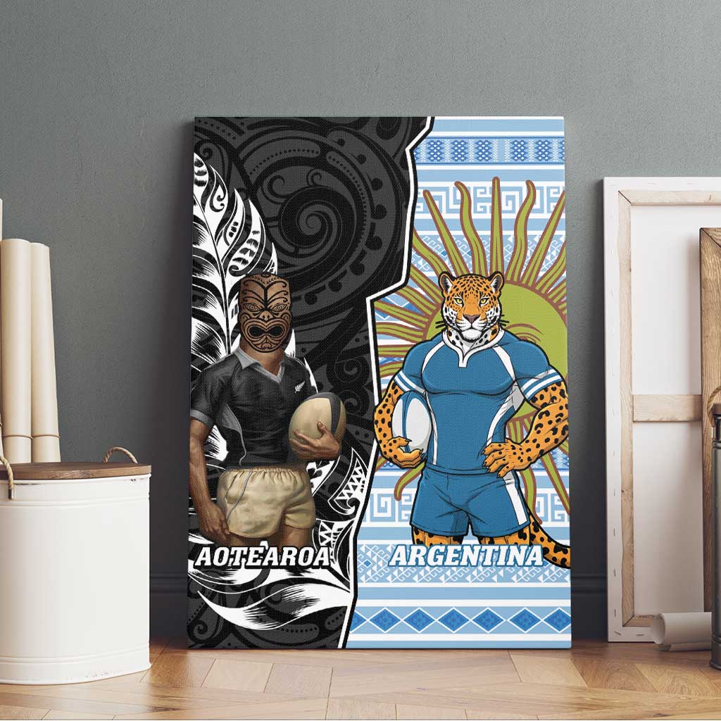 New Zealand Argentina Rugby Canvas Wall Art 2025 Los Pumas All Black Together - Polynesian Pride