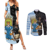 New Zealand Argentina Rugby Custom Couples Matching Summer Maxi Dress and Long Sleeve Button Shirt 2025 Los Pumas All Black Together - Polynesian Pride