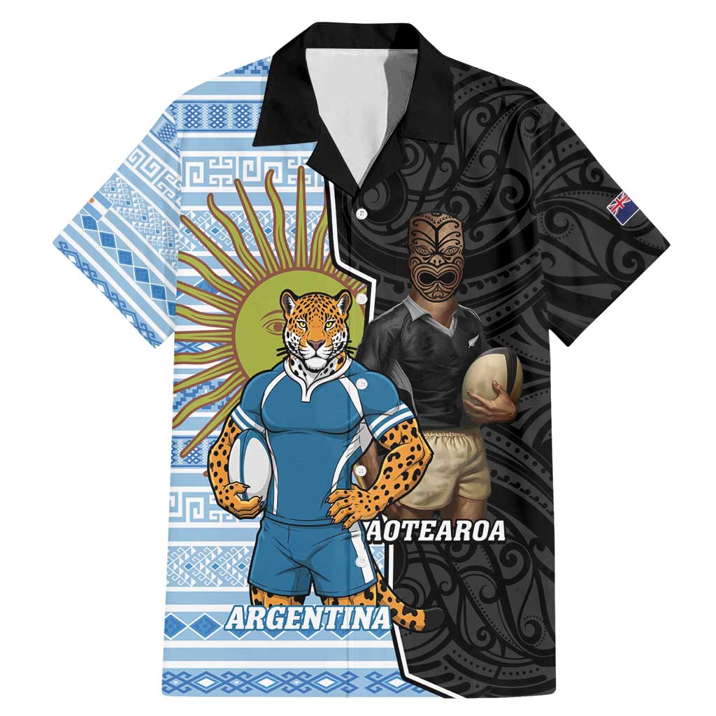 New Zealand Argentina Rugby Custom Family Matching Mermaid Dress and Hawaiian Shirt 2025 Los Pumas All Black Together - Polynesian Pride