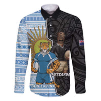 New Zealand Argentina Rugby Custom Family Matching Mermaid Dress and Hawaiian Shirt 2025 Los Pumas All Black Together - Polynesian Pride