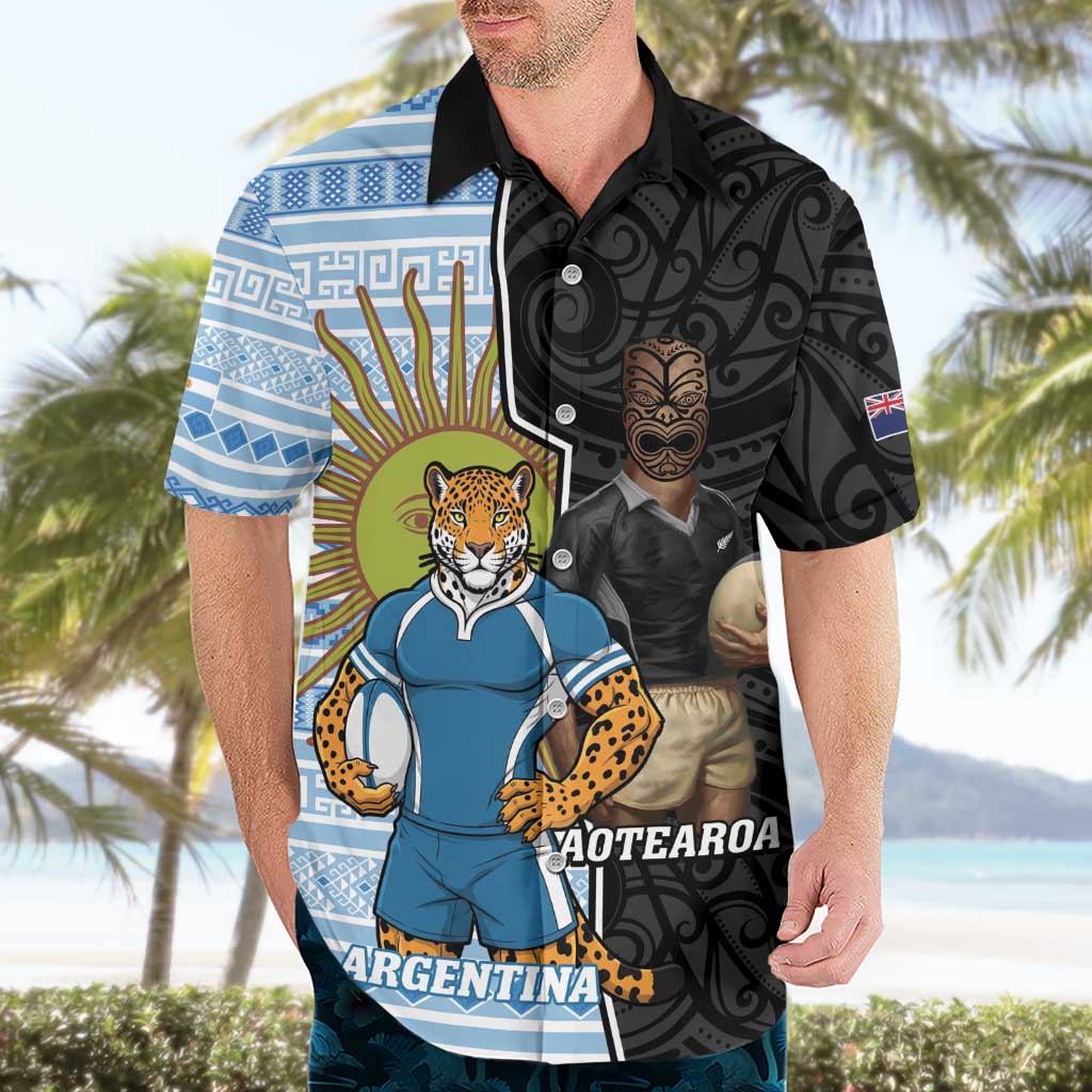 New Zealand Argentina Rugby Custom Hawaiian Shirt 2025 Los Pumas All Black Together - Polynesian Pride