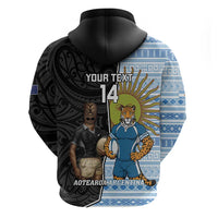 New Zealand Argentina Rugby Custom Hoodie 2025 Los Pumas All Black Together - Polynesian Pride