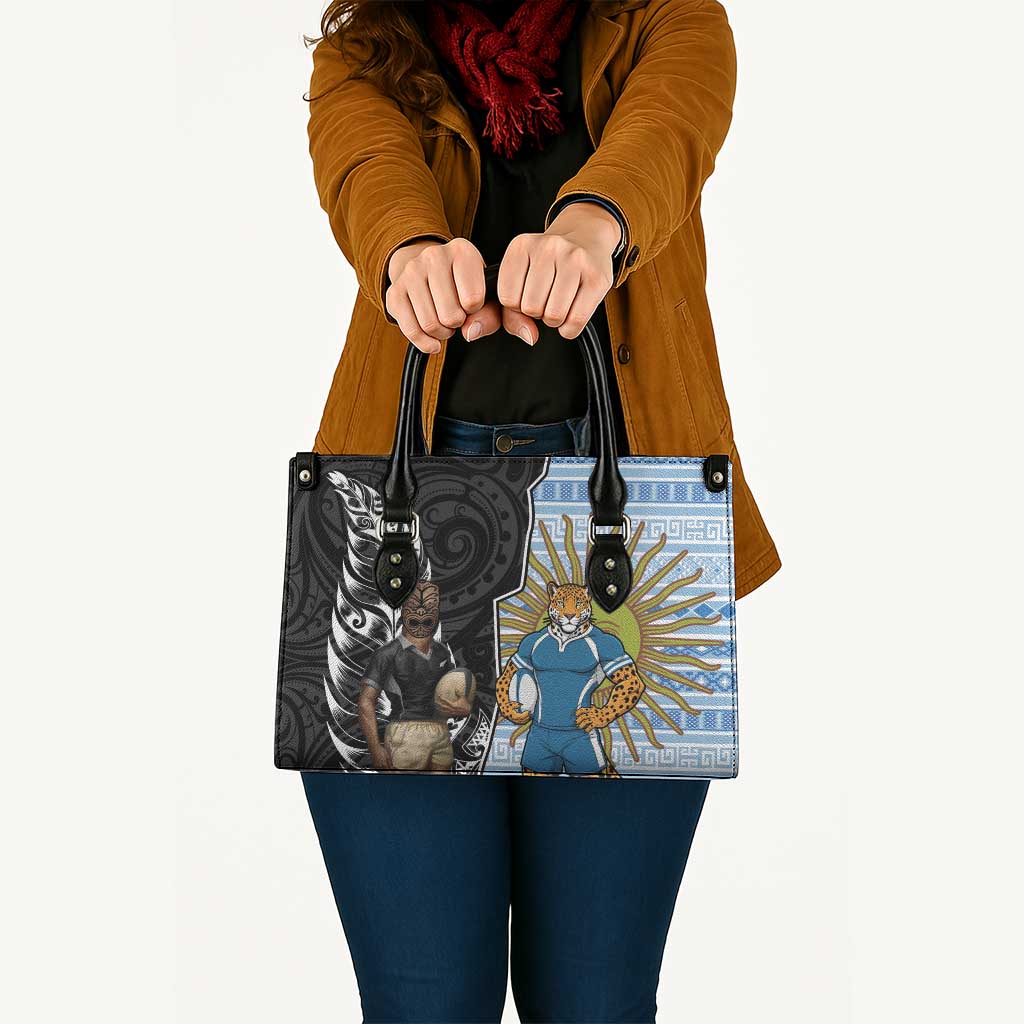 New Zealand Argentina Rugby Leather Bag 2025 Los Pumas All Black Together - Polynesian Pride