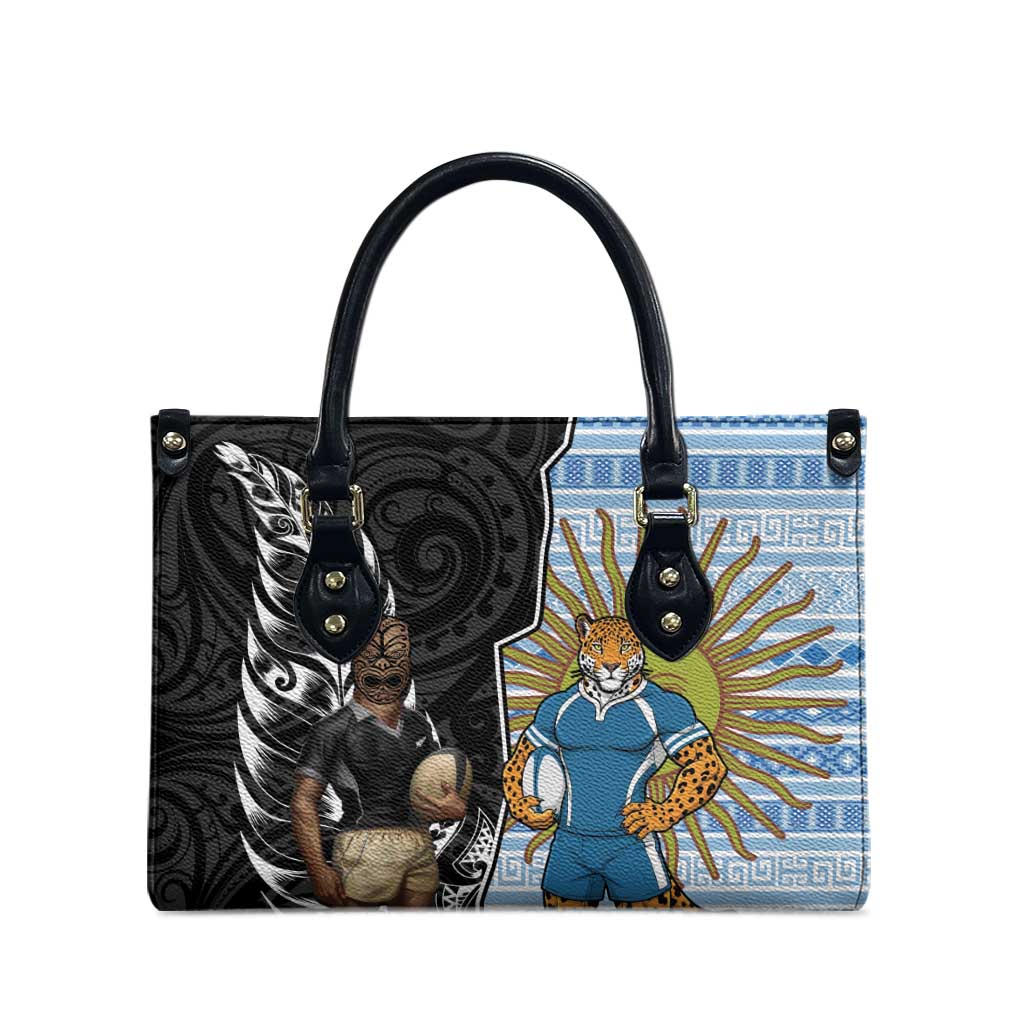 New Zealand Argentina Rugby Leather Bag 2025 Los Pumas All Black Together - Polynesian Pride
