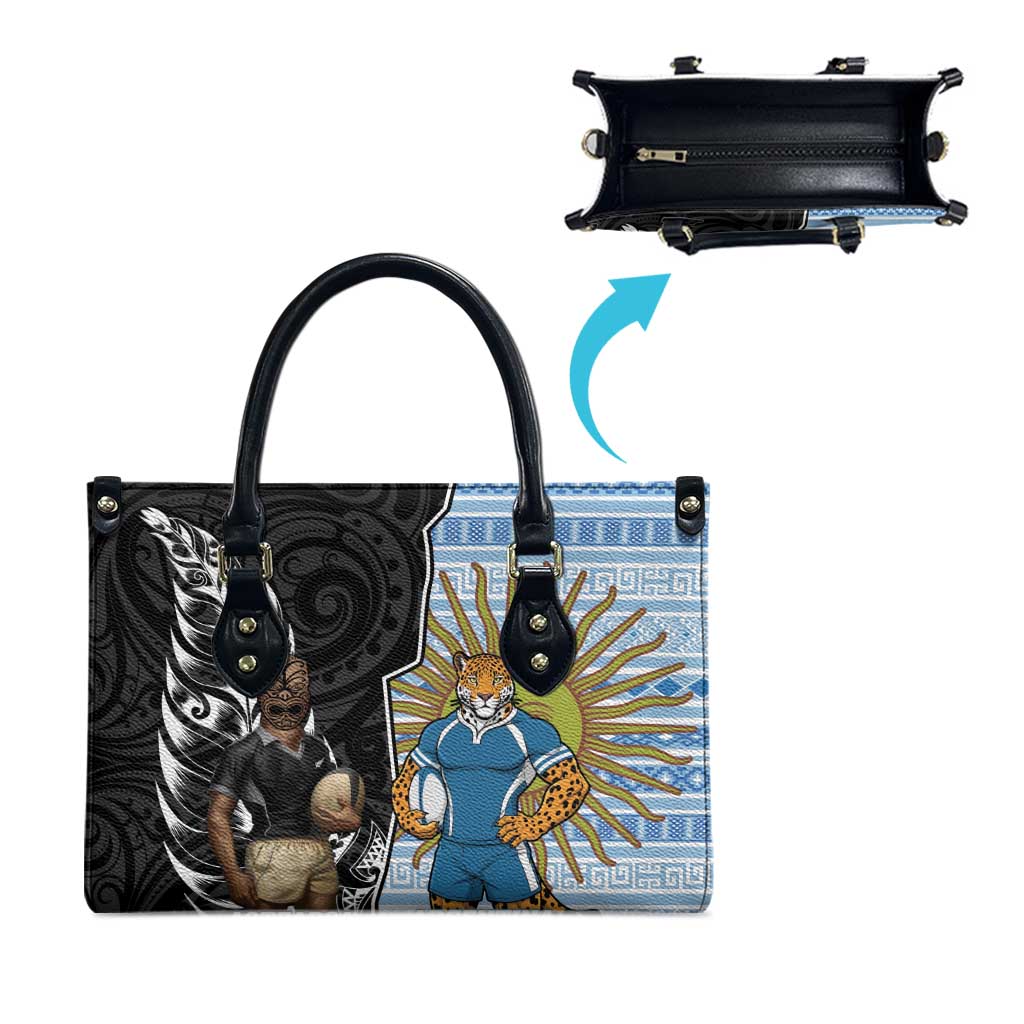 New Zealand Argentina Rugby Leather Bag 2025 Los Pumas All Black Together - Polynesian Pride