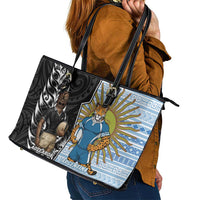 New Zealand Argentina Rugby Leather Tote Bag 2025 Los Pumas All Black Together - Polynesian Pride