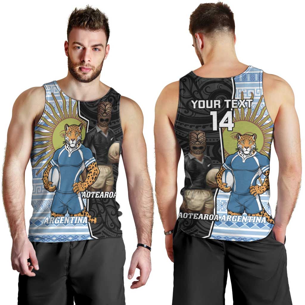 New Zealand Argentina Rugby Custom Men Tank Top 2025 Los Pumas All Black Together - Polynesian Pride