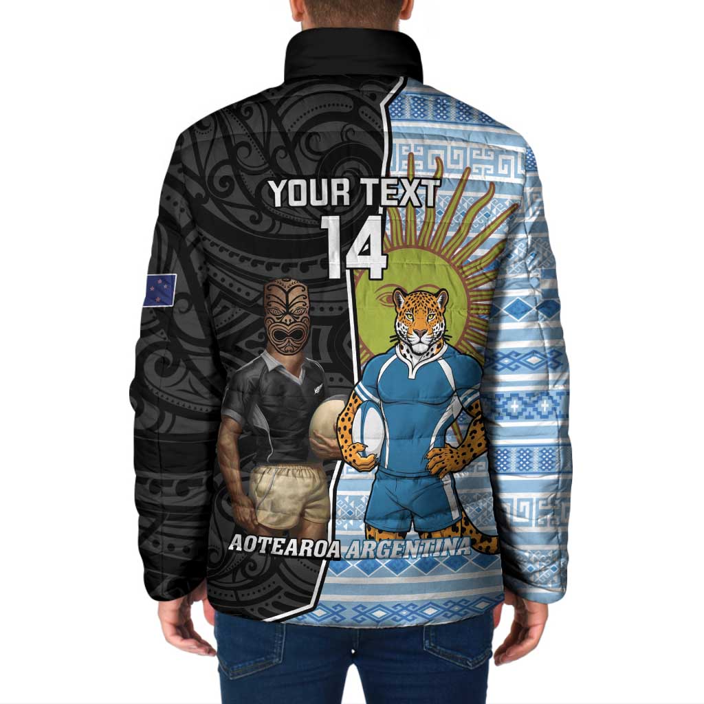 New Zealand Argentina Rugby Custom Padded Jacket 2025 Los Pumas All Black Together - Polynesian Pride
