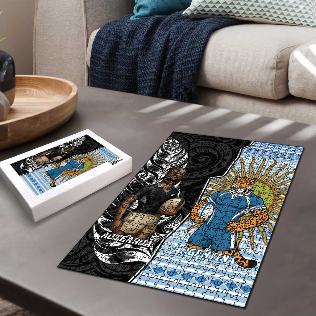 New Zealand Argentina Rugby Puzzle 2025 Los Pumas All Black Together - Polynesian Pride
