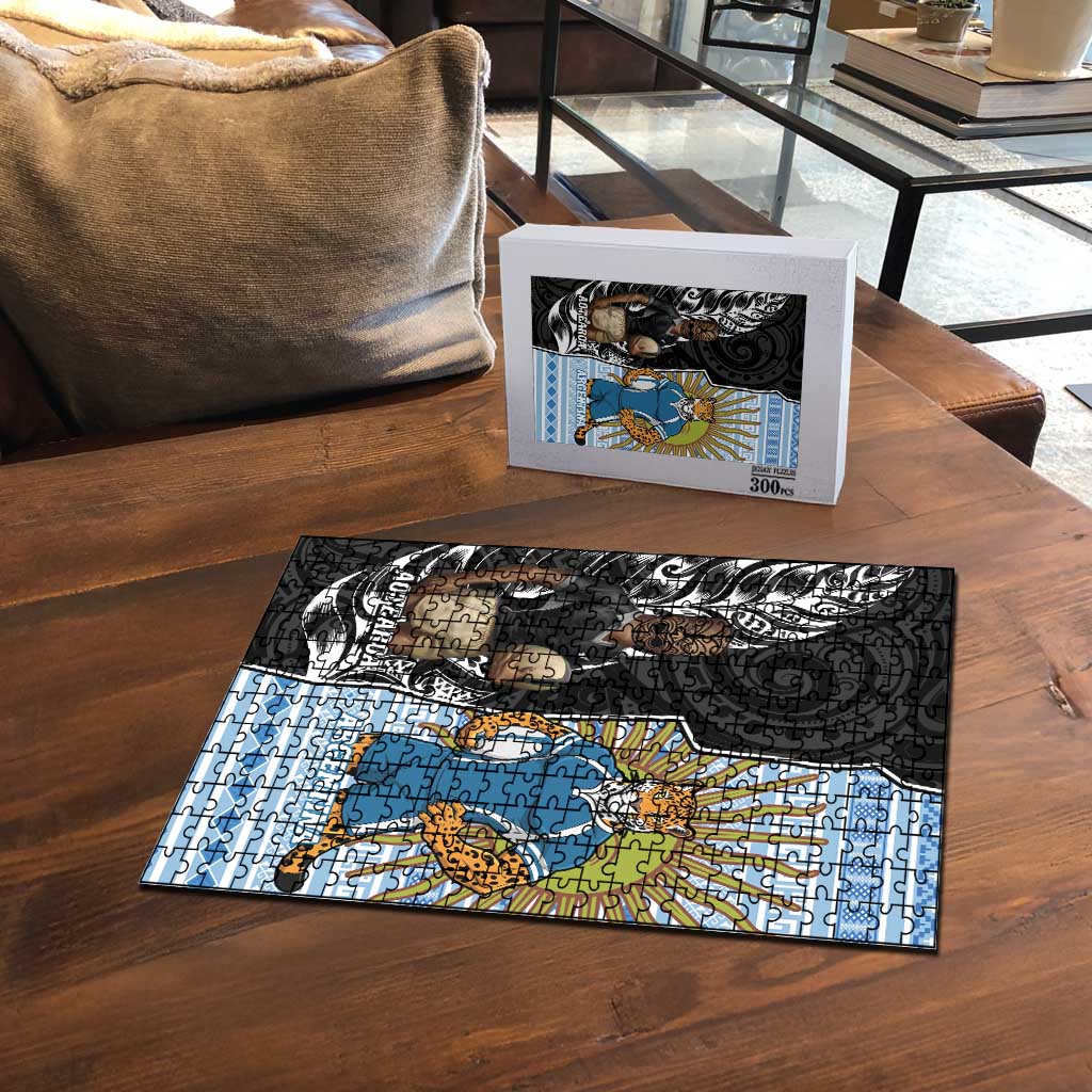 New Zealand Argentina Rugby Puzzle 2025 Los Pumas All Black Together - Polynesian Pride