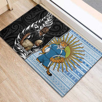 New Zealand Argentina Rugby Rubber Doormat 2025 Los Pumas All Black Together - Polynesian Pride