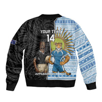 New Zealand Argentina Rugby Custom Sleeve Zip Bomber Jacket 2025 Los Pumas All Black Together - Polynesian Pride